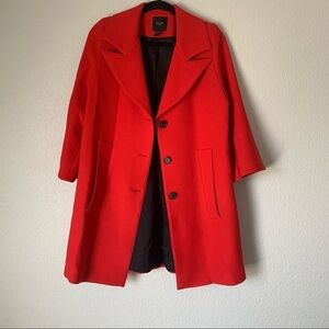 Smythe Red Wool Mid Length Flared Sleeve Coat